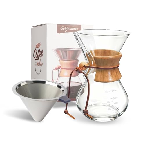 subjectthree Drip Coffee 6 Cup Glass Pour Over Coffee Maker Kit (20 Ounce) - size: 20 Ounce