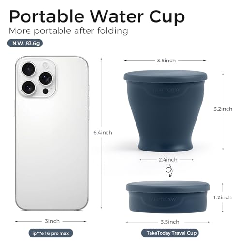 TakeToday Collapsible Cup 8 oz, Foldable with Lid for Travel, Navy | Foldable, With Lid, For Travel - color: Navy