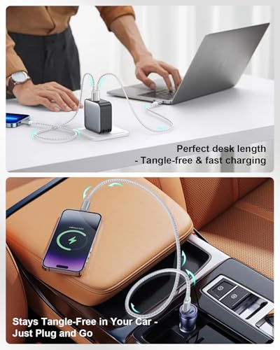 2ft USB to Lightning Cable 2Pack MFi Certified, iPhone Charger Cord | For Car & CarPlay, Durable Braided 2 ft iPhone Charging Cable for iPhone 14 13 12 11 Pro Max, iPad, Power Bank - size: 2 FT