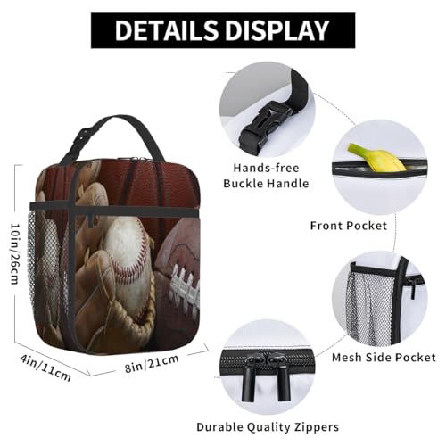 Pardick Worn Baseball Tote Lunch Box Insulated Lunch Bag Tote Cooler Freezable Meal Prep Bag Waterproof Leakproof Cooler Lunch Container For Picnic Office - color: Baseball 4