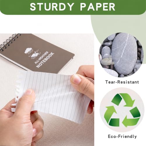 Juehuodaji Waterproof Notebook, 4 Pack Pocket Notepad, 3" x 5 NotePad Brown - color: Brown