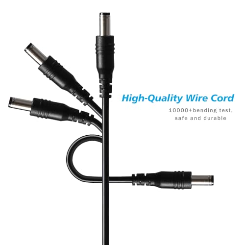 USB to DC 5V Power Cord, Universal DC 5.5x2.1mm Charging Cable with 9 Interchangeable Connectors Adapter for Moon Lamp, Massage Wand, Router, LED Light, Mini Fan, Speaker and More Devices (Black) - color: Black