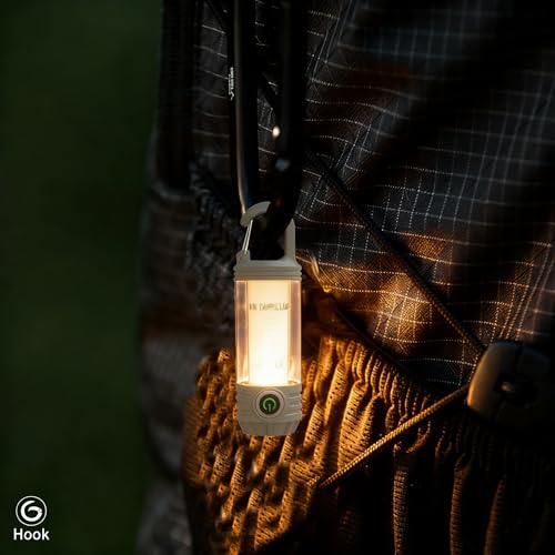 Flamix 2-in-1 LED Camping Lantern & Flashlight, 6 Modes, IPX4 Waterproof | Rechargeable Battery, Compact One-Hand Design, Beige, Hurricane Emergency Light, Hiking Gear, Home Power Outage Essential