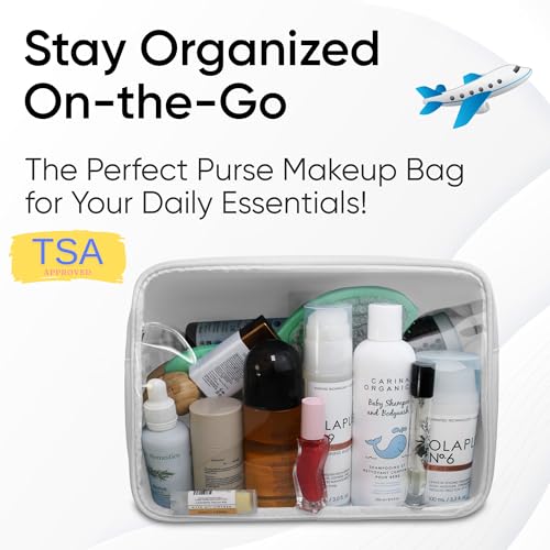 DANCOUR Clear Large Makeup Bag Travel Cosmetic Pouch TSA-Approved Transparent Toiletry Organizer Storage Case (White) - color: White, style: Large