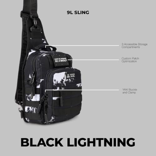 WOLFpak Tactical Sling Bag for Concealed Carry, EDC | Everday Crossbody Daypack - color: Black Lightning