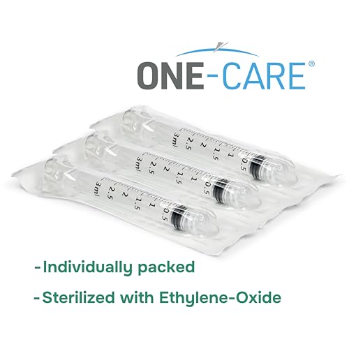 ONE-CARE 3ml (3cc) Luer-Lock Syringes, LDS, Sterile, Blister-Packed, 100/bx | High-Transparency Barrel, Precise Graduation for Accurate Dosing, Silicone-Lubricated Smooth Plunger Movement, Safe Backstop - size: 3ml
