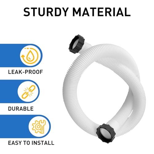 2 Pack 1.5" Pool Pump Hose for Intex Sand Filter Pumps & Saltwater Systems, 29060E Pool Filter Hose for Intex & Coleman Above Ground Pools, 59" Long Replacement Hoses, White - color: White