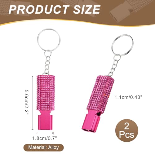 PATIKIL Emergency Whistle with Keychain, Bling Safety Survival Whistles Rescue Signaling Loud - color: Rose Red