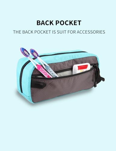 Small Travel Toiletry Bag for Men, Dopp Kit Mens, Zipper Pouch for Travel - color: Grey/Sky Blue