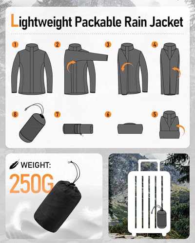 Outdoor Ventures Women's Rain Jackets Lightweight Waterproof RainCoats - color: Black, size: X-Large