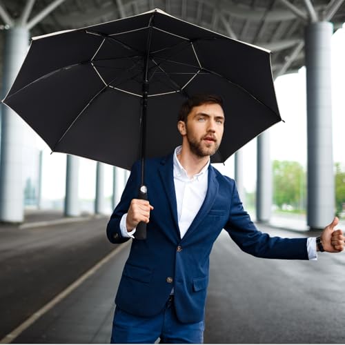 G4Free 47/54/62/68 Inch UV Protection Golf Umbrella Oversized Sun Umbrella | UPF 50+, Auto Open, Vented Double Canopy, Extra Large Coverage, Heavy Duty, Windproof Stick Umbrella - color: Ivory/Black, size: 47 inch