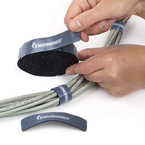 Reusable Cable Ties 3/4" x 8" Self-Gripping Strips Ready to Use Precut Straps for Cable Management and Organizing Cords 50 Pack (Black) - color: Black 3/4" X 8" 50 Pack