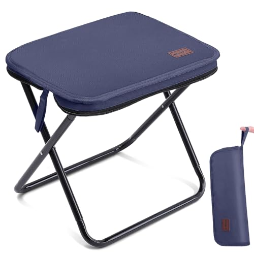 MOONCY Portable Stool, 13 Inch Small Folding Stool for Adults, Ultralight Blue Camping Stools for Hiking and Fishing, Hold Up to 265 LBS - color: Blue