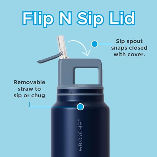GROSCHE Alpine Flip N Sip Insulated Bottle with Straw, Mountain Blue, 40 oz - color: Mountain Blue, size: 40 Ounces