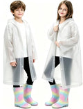 2 Pack Raincoats for Kids, Reusable Rain Ponchos with Hood and Sleeves Rain Coats for Boys and Girls - color: A-white