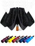 Raintrend Windproof Travel Umbrellas for Rain Automatic +10% Bigger Canopy Strong Frame Compact Folding Portable Umbrella for Women Men Backpack Purse - color: T1 Midnight Black