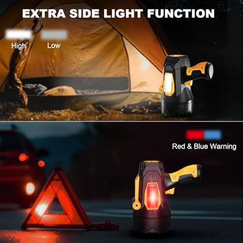 MIXILIN Rechargeable Spotlight 2,000,000 Lumens, Super Bright LED Spotlight Flashlight Outdoor with COB Light & Foldable Tripod, Long Lasting Large Handheld Spot Light for Boating Camping