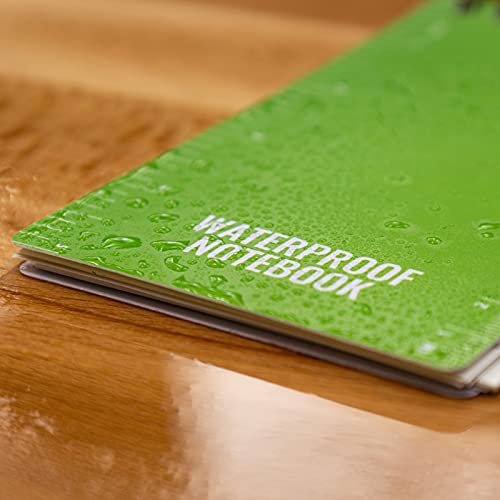 ASR Outdoor 4pk Waterproof Paper Pocket Spiral Notebook Travel Notes Journal Field Notepad with Pencil, Green, 50 Page Lined - size: 4 Pack