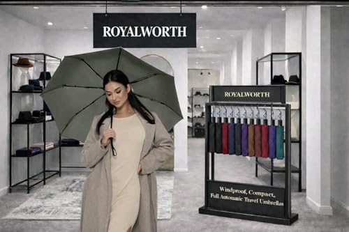 Windproof Travel Umbrella - Compact, Light, Full Automatic Open/Close - Folding Backpack Umbrella for Rain & Sun UV Preotection For Men & Women, Unbreakable 8 Fiberglass Ribs UK Design - color: Olive