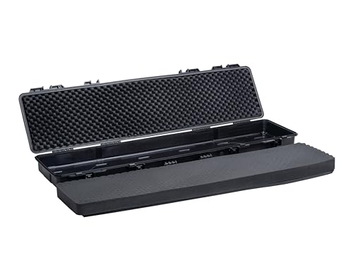 MEIJIA Portable Waterproof All Weather Hard Rifle Case,Soft Handle Grip,Customizable Fit Foam Inserted,without wheels,Black - size: 53INCH