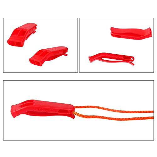 20 Pcs Emergency Safety Whistle Plastic Whistles Set with Lanyard - color: Red and Orange