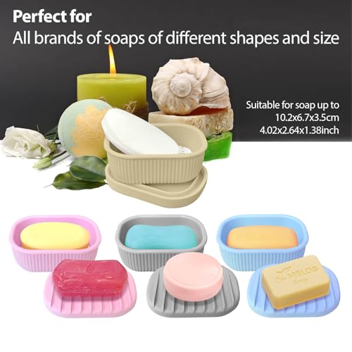 Leakproof Silicone Travel Soap Case with Drainage Layer, Silicone Bar Soap Holder Compact Portable Shatterproof Soap Container Box for Bathroom Gym Camp Travel Toiletries - color: Sand, size: Drainage Lid