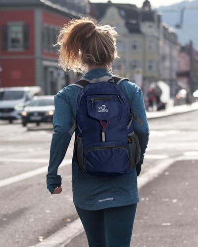 WATERFLY Small Lightweight Packable Backpack: 20l Hiking Daypack Man Woman | 20L,Recycled nylon material,Multi-compartment storage,Water-resistant,Everyday carry,Ultra Light Foldable Travel Day Pack - color: Dark Blue