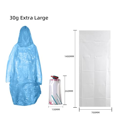 3-in-1 Travel Essential Kit for Outdoor Enthusiasts | Disposable Bath Towel + Rain Poncho + Collapsible Silicone Water Bottle | Compact Set for Soccer Cup,Stadium Games, Camping, Hiking