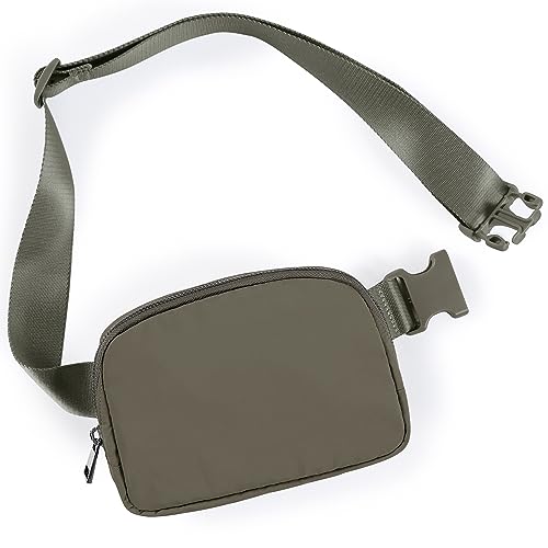 ODODOS Unisex Mini Belt Bag with Adjustable Strap Small Fanny Pack for Workout Running Traveling Hiking, Dark Umber - color: Dark Umber