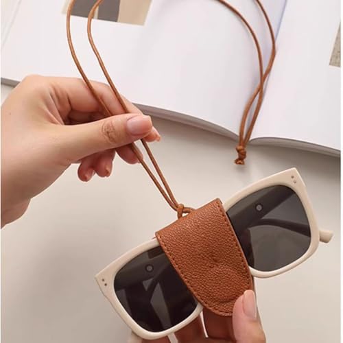Portable Travel Sunglasses Holder，Magnetic Leather Glasses Eyeglasses Hanger Clip For Women Men(Brown) - color: Brown