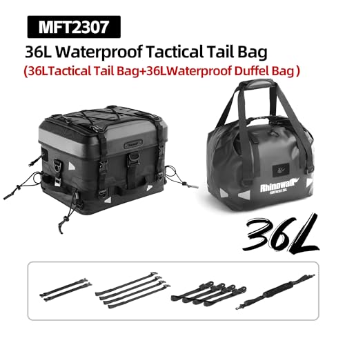 Rhinowalk Motorcycle Tail Bag Modular Combo – MFT2305 Hard Shell Case + 36L Waterproof Soft Bag (MFT2308) for Flexible Storage - style: Mft2307 Combo (=Mft2305+mft2308)