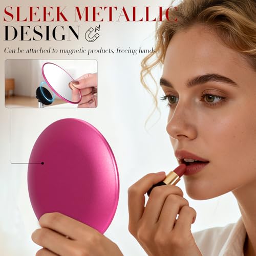 Retro metal compact travel mirror , compact mirror for wallets and pockets - color: Red