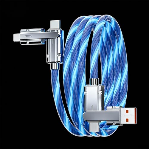 USB Cable PD Fast Charger Lighted Up (USB 4IN1 Blue),Supports Data Transfer, can be Used as a Night Light, Cable Length Approx. 39 inches, Compatible with Most Devices. - color: USB 4IN1 Blue