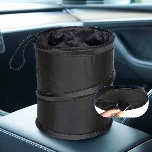 PUXING 2PCS Car Trash Can - Mini Collapsible Pop-up Car Garbage Can | Waterproof Hanging Car Trash Bag w/Elastic Band,Portable Garbage Bin for Car/Home,Travel