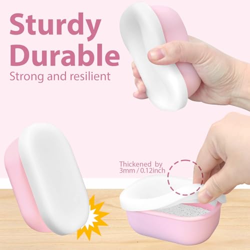 Leakproof Silicone Travel Soap Case with Drainage Layer, Silicone Bar Soap Holder Compact Portable Shatterproof Soap Container Box for Bathroom Gym Camp Travel Toiletries (Pink, Clear Lid) - color: Pink, size: Clear Lid