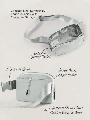 ODODOS Unisex Mini Belt Bag with Adjustable Strap Small Fanny Pack for Workout Running Traveling Hiking, Light Grey - color: Light Grey