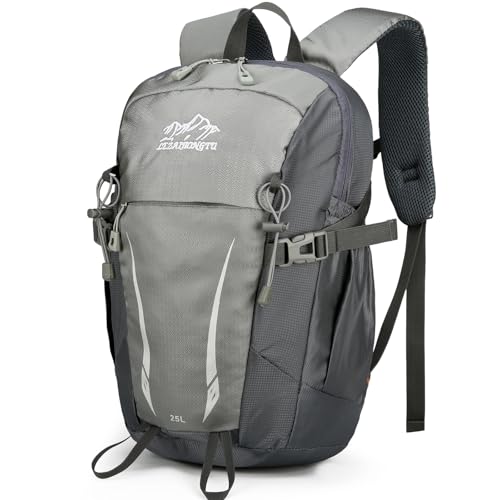 15L Small Padded Hiking Backpack with Chest Strap for Men Women, Lightweight Waterproof Daypack for Travel, Gray - color: Gray