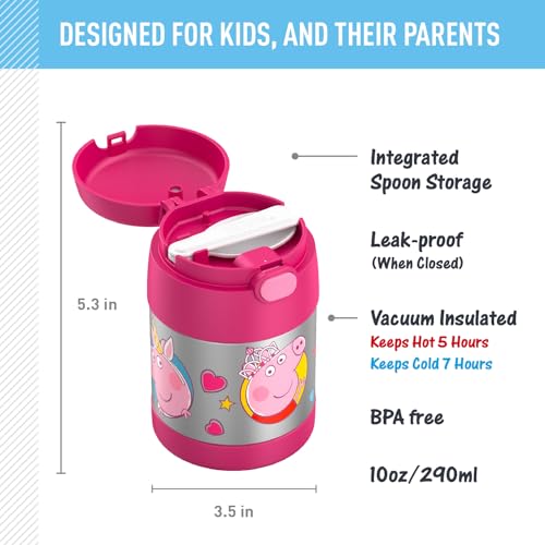 THERMOS FUNTAINER Kids Food Jar with Spoon, 10oz, Peppa Pig - color: Peppa Pig, size: 10 Ounce