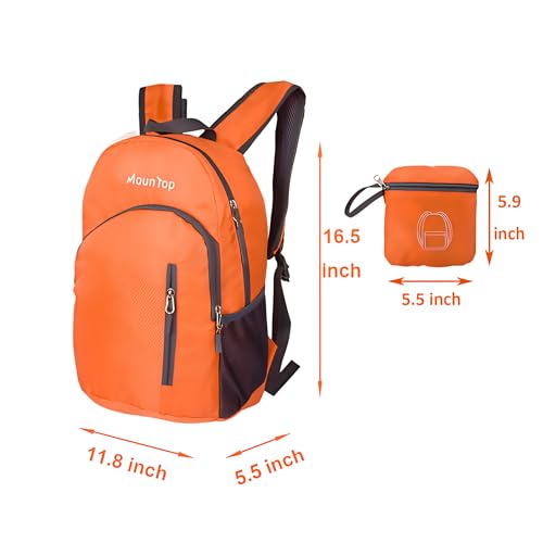 MounTop Outdoor Lightweight Foldable Water Resistant Backpack for Travel Hiking Riding - color: Orange