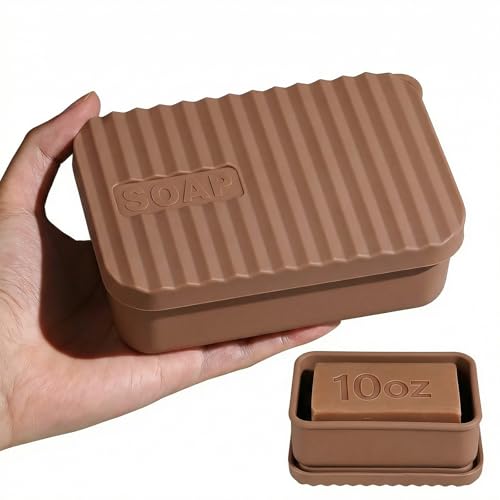 OTHIX Large Leakproof Travel Soap Case for 10 oz Bar Soap, Silicone Soap Container Compatible with Duke Cannon Big Bars, Tight-Seal Soap Box for Gym, Camping, Bathroom, Truck Drivers (Coffee Brown) - color: Coffee Brown