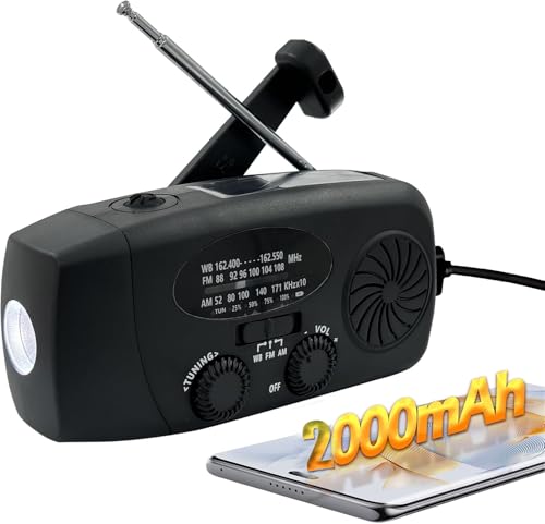 Emergency Hand Crank Radio with LED Flashlight for Emergency, Black - color: BLACK