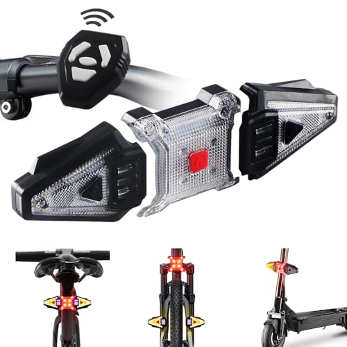 5 PCS Bike Tail Light with Turn Signals, Split USB Rechargeable Bike Turn Signal Front and Back, Wireless Remote Control Bicycle Turn Signals with Flash Warning Light and Red Tail Light for Bicycle - size: 2 PCS Turn Signal + 1 PCS Tail Light