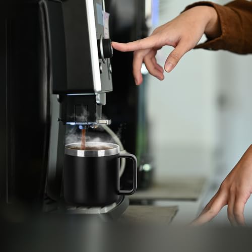 VEGOND 14 oz Insulated Stainless Steel Travel Coffee Mug with Handle, Black 4 Pack - color: Black, size: 14 Ounces (4 Pack)