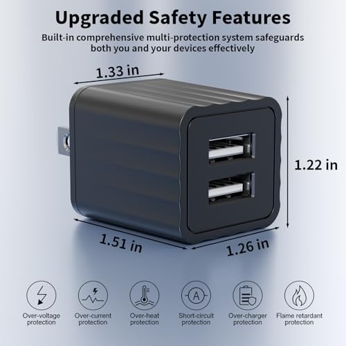2Pack Fast iPhone Charger[Apple MFi Certified]10FT 2 Port USB Fast Charging | Block with iPhone 17 USBA-C Braided Cable Cords,Apple Charger Adapter for iPhone 17 Air/16e/17/16/15/15 Plus/Pro/Pro Max/iPad - color: Black 10FT A-C