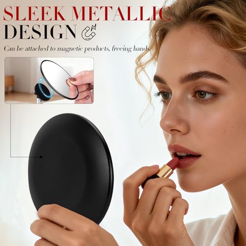 Retro metal compact travel mirror , compact mirror for wallets and pockets - color: Black