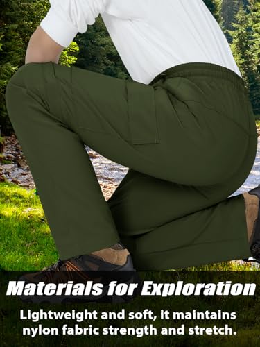 Boys Convertible Hiking Pants Kids Zip Off Scout Pants Youth Teen Boy Quick Dry Outdoor Fishing Waterproof Lightweight 4-18Y - color: Army Green, size: X-Large