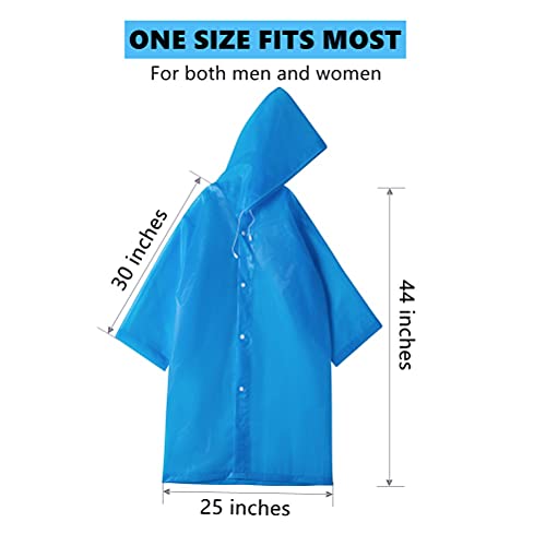 Rain Ponchos for Adults Reusable, 2-5 Pack Raincoat for Women Men, Waterproof Rain Coat Gear with Hood Drawstring - color: Blue+yellow