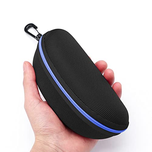 3pcs Zipper Hard Shell Sunglasses Case and Eyeglasses Case Portable Travel Glasses Case with Plastic Hook - color: Blue