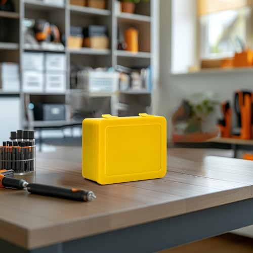 ALCYON Battery Organizer Box for 24 AA & 30 AAA Batteries-Yellow | Plastic Box and Pre-Cut Foam Slots Keep Batteries Secure and Easy to Find, Locking Lid, Batteries Not Include - color: yellow