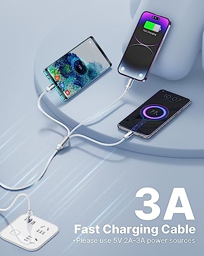 Multi Charging Cable, Multi USB Cable Nylon Braided 3 in 1 Multiple USB Cable Universal Charging Cord Adapter with IP/Type C/Micro USB Port for Cell Phones/Samsung Galaxy/Ps/LG/Huawei/Tablets/Kindle - color: White, size: 3 in 1 4FT 2PACK